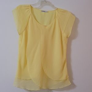Yellow layered cap sleeve top